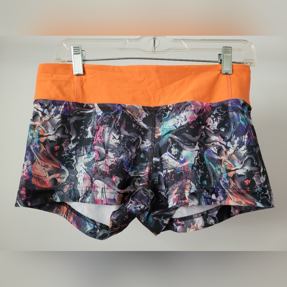 Lolë Paddle Board Athletic Shorts Orange Waistband Print Size M